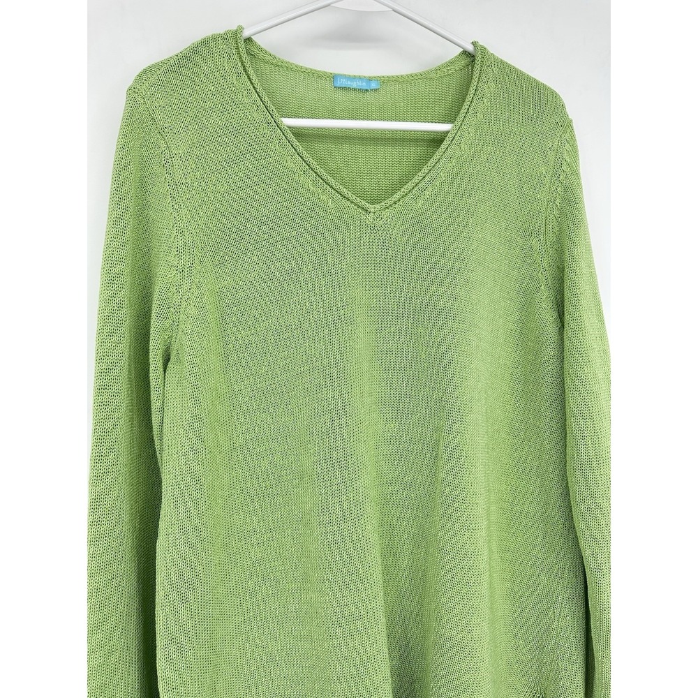 J McLaughlin Lime Green Knit Sweater XL V Neck Coastal Grandmacore Preppy Resort - Picture 10 of 14
